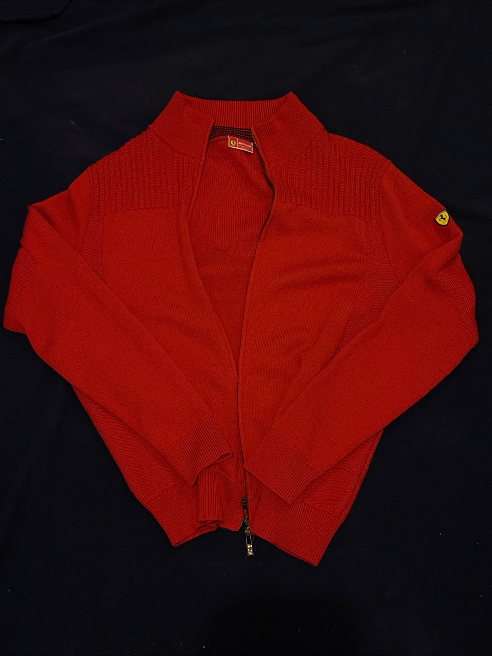 Ferrari Red Full-Zip Knit Sweater